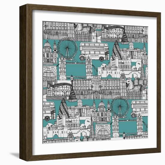 London Toile Blue-Sharon Turner-Framed Art Print