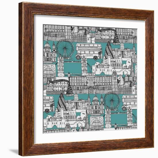 London Toile Blue-Sharon Turner-Framed Art Print