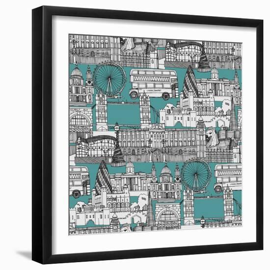 London Toile Blue-Sharon Turner-Framed Art Print