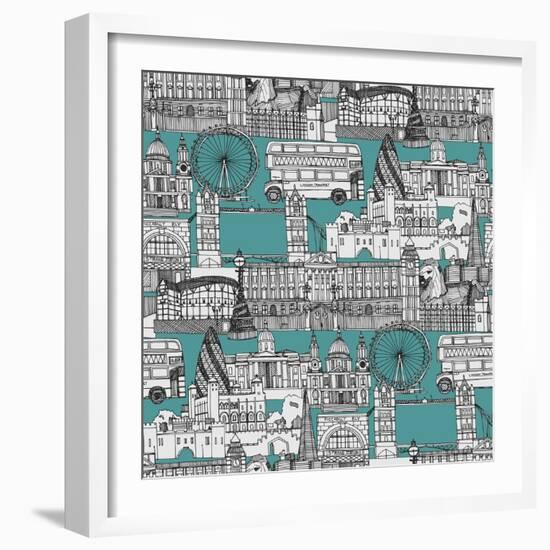 London Toile Blue-Sharon Turner-Framed Art Print