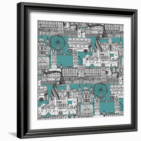 London Toile Blue-Sharon Turner-Framed Art Print