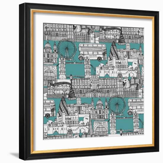 London Toile Blue-Sharon Turner-Framed Art Print