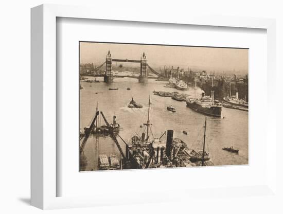 'London - Tower Bridge and the Pool', c1910-Unknown-Framed Photographic Print