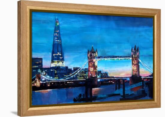 London Tower Bridge and The Shard at Dusk-Markus Bleichner-Framed Stretched Canvas