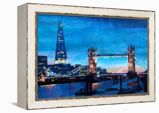 London Tower Bridge and The Shard at Dusk-Markus Bleichner-Framed Stretched Canvas