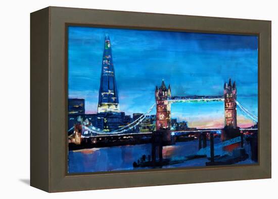 London Tower Bridge and The Shard at Dusk-Markus Bleichner-Framed Stretched Canvas