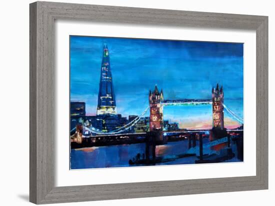 London Tower Bridge and The Shard at Dusk-Markus Bleichner-Framed Art Print