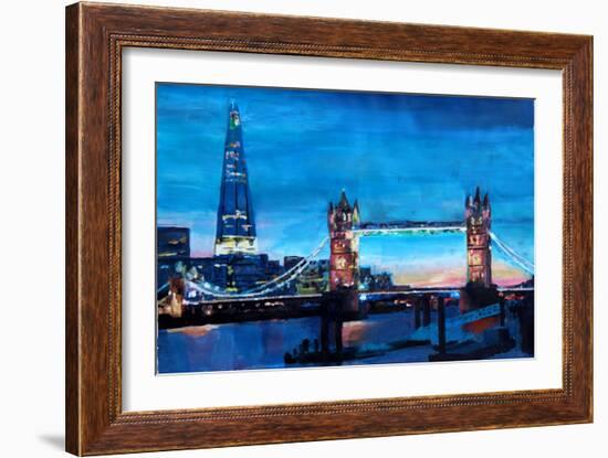 London Tower Bridge and The Shard at Dusk-Markus Bleichner-Framed Art Print