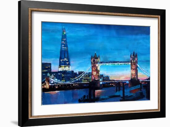 London Tower Bridge and The Shard at Dusk-Markus Bleichner-Framed Art Print