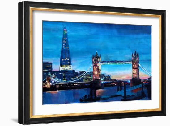 London Tower Bridge and The Shard at Dusk-Markus Bleichner-Framed Art Print