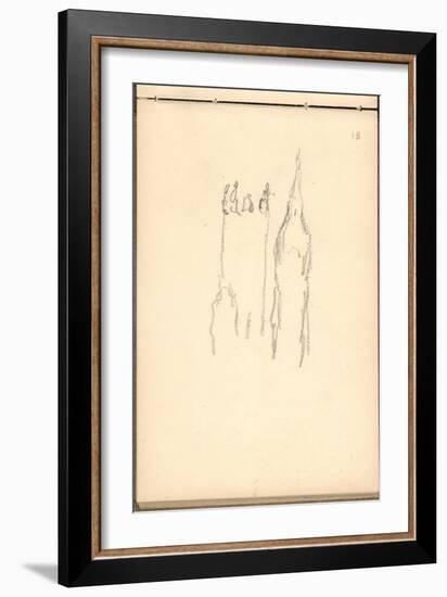 London, Towers of Parliament (Pencil on Paper)-Claude Monet-Framed Giclee Print