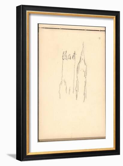 London, Towers of Parliament (Pencil on Paper)-Claude Monet-Framed Giclee Print
