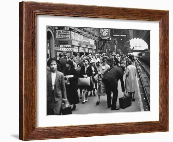 London Train Station During the Outbreak of World War Ii-null-Framed Photographic Print