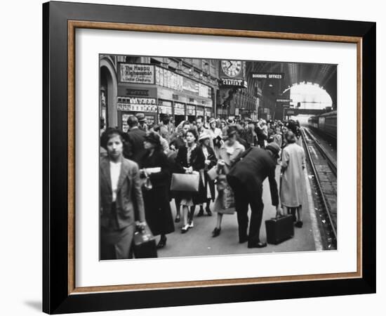 London Train Station During the Outbreak of World War Ii-null-Framed Photographic Print