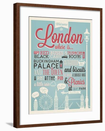 London Typographical Background-Melindula-Framed Art Print