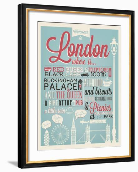 London Typographical Background-Melindula-Framed Art Print