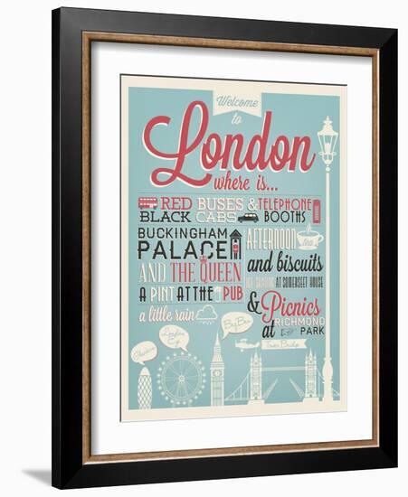 London Typographical Background-Melindula-Framed Art Print