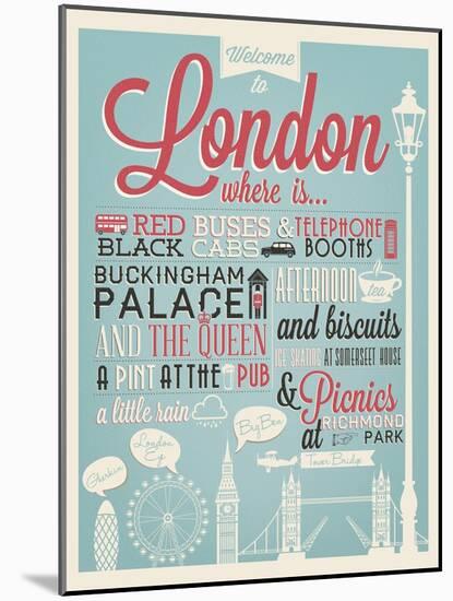 London Typographical Background-Melindula-Mounted Art Print