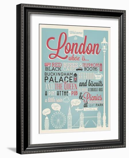 London Typographical Background-Melindula-Framed Art Print