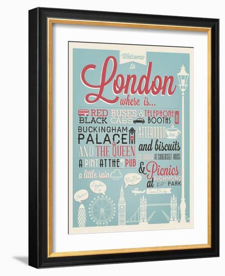 London Typographical Background-Melindula-Framed Art Print