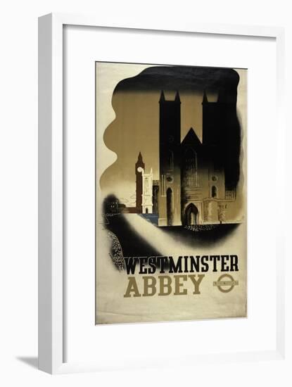 London Underground Poster Featuring Westminster Abbey, 1934-null-Framed Premium Giclee Print