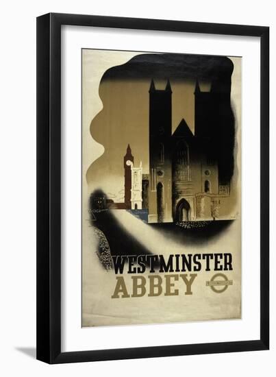 London Underground Poster Featuring Westminster Abbey, 1934-null-Framed Premium Giclee Print