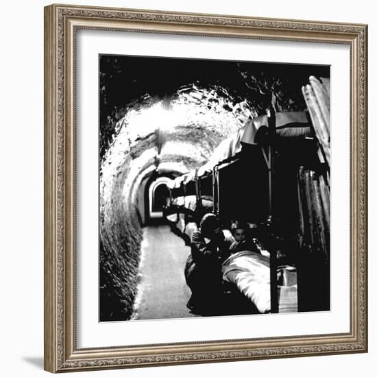 London Underground Tunnels with Bunk Beds, WWII-Toni Frissell-Framed Photo