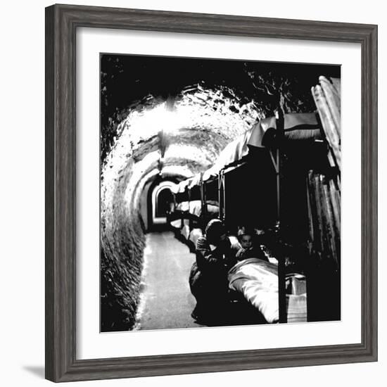 London Underground Tunnels with Bunk Beds, WWII-Toni Frissell-Framed Photo