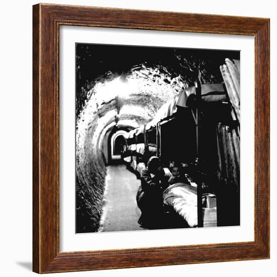 London Underground Tunnels with Bunk Beds, WWII-Toni Frissell-Framed Photo