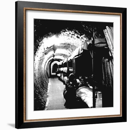 London Underground Tunnels with Bunk Beds, WWII-Toni Frissell-Framed Photo