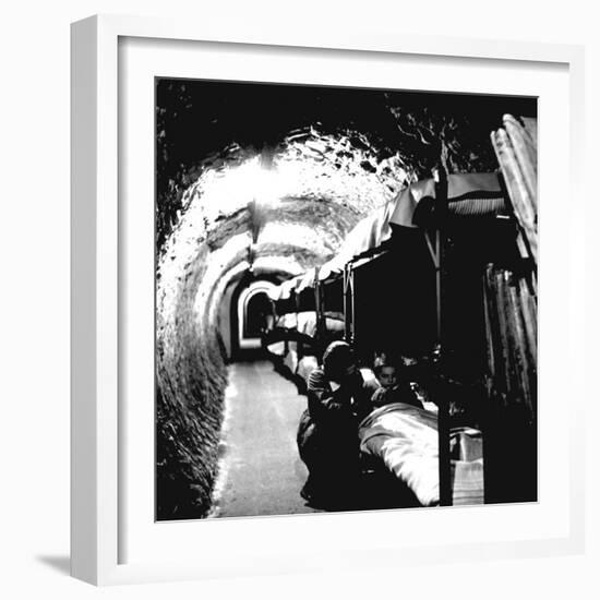 London Underground Tunnels with Bunk Beds, WWII-Toni Frissell-Framed Photo