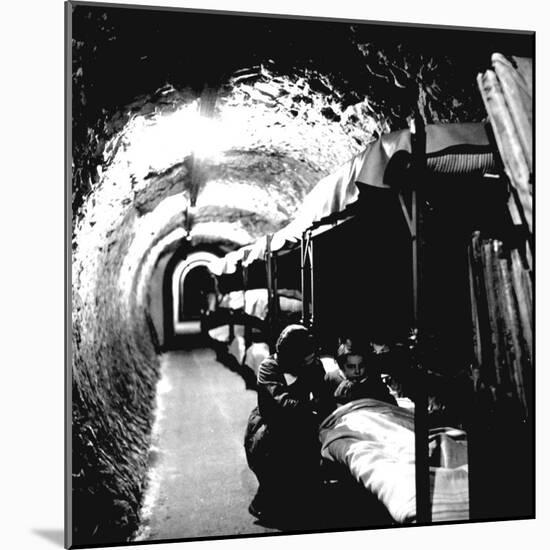 London Underground Tunnels with Bunk Beds, WWII-Toni Frissell-Mounted Photo