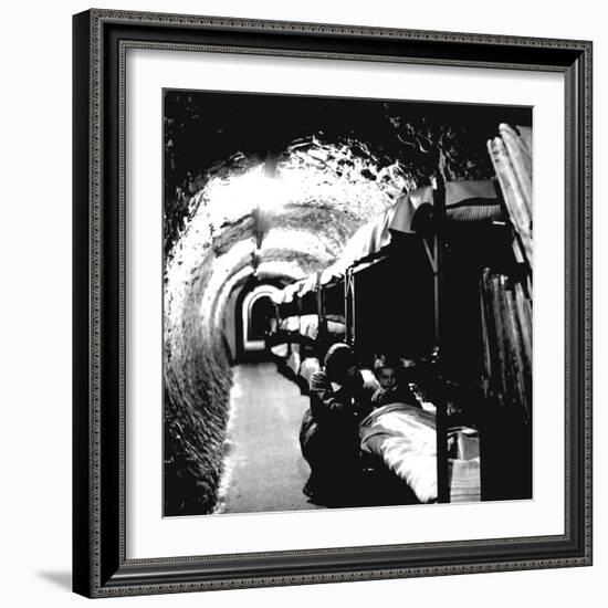 London Underground Tunnels with Bunk Beds, WWII-Toni Frissell-Framed Photo