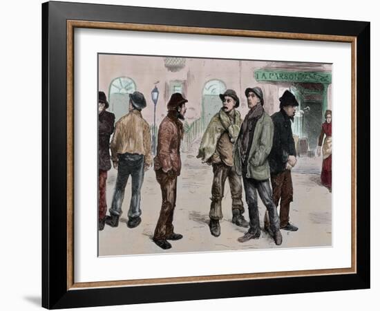 London. Unemployed Workers Who Participated in the Meeting and Raide Stores Picadilly, 1886-null-Framed Giclee Print