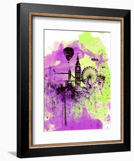 London Watercolor Skyline 1-NaxArt-Framed Art Print