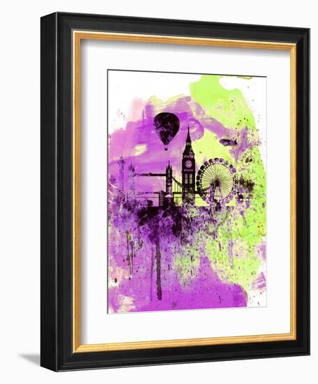 London Watercolor Skyline 1-NaxArt-Framed Art Print