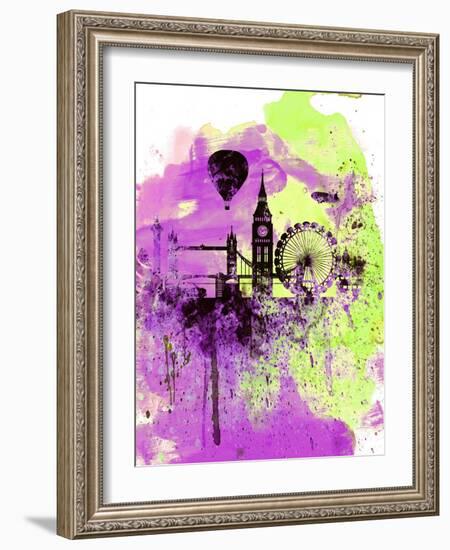 London Watercolor Skyline 1-NaxArt-Framed Art Print