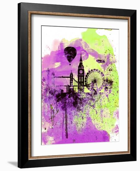 London Watercolor Skyline 1-NaxArt-Framed Art Print