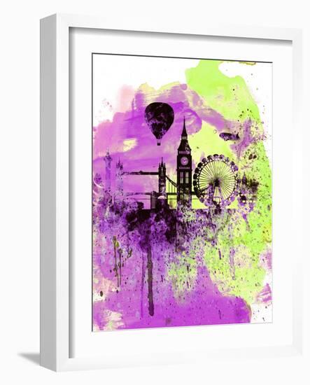 London Watercolor Skyline 1-NaxArt-Framed Art Print