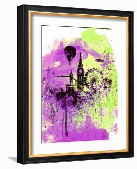 London Watercolor Skyline 1-NaxArt-Framed Art Print