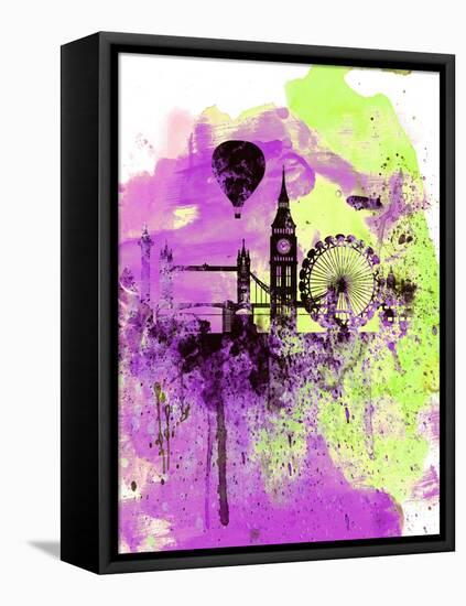 London Watercolor Skyline 1-NaxArt-Framed Stretched Canvas