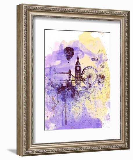 London Watercolor Skyline-NaxArt-Framed Art Print