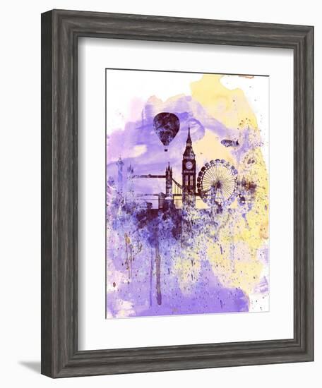 London Watercolor Skyline-NaxArt-Framed Art Print