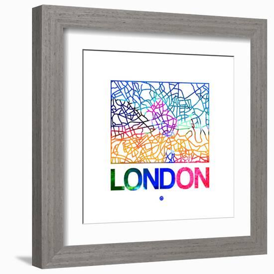 London Watercolor Street Map-NaxArt-Framed Art Print