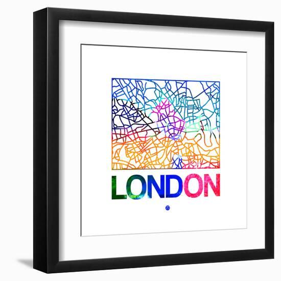 London Watercolor Street Map-NaxArt-Framed Art Print