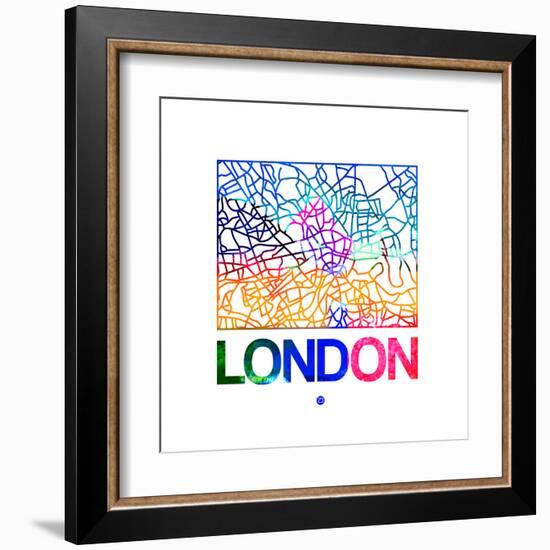 London Watercolor Street Map-NaxArt-Framed Art Print