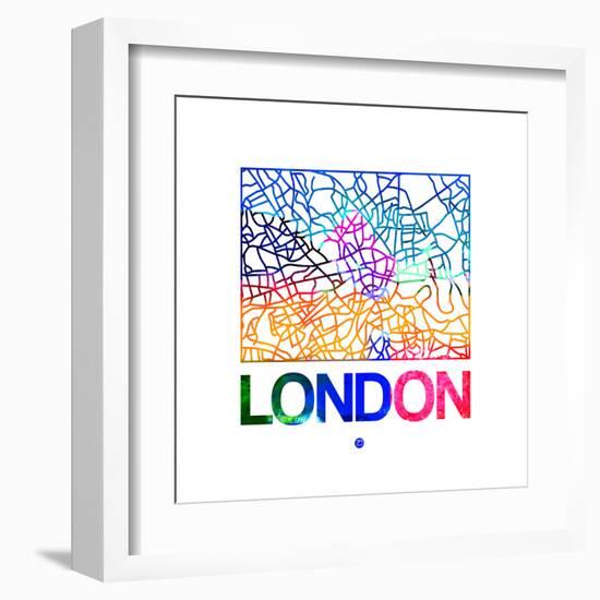 London Watercolor Street Map-NaxArt-Framed Art Print