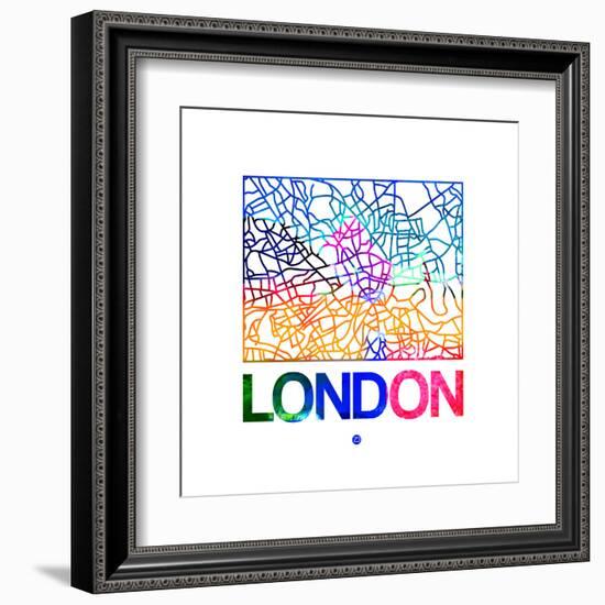 London Watercolor Street Map-NaxArt-Framed Art Print