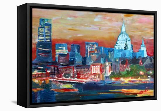 London with St Paul Cathedral at Dusk-Markus Bleichner-Framed Stretched Canvas