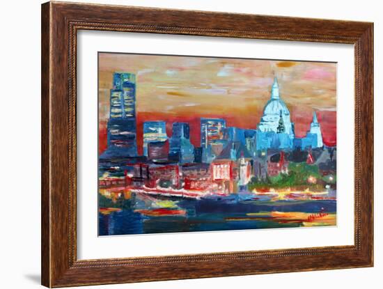 London with St Paul Cathedral at Dusk-Markus Bleichner-Framed Art Print